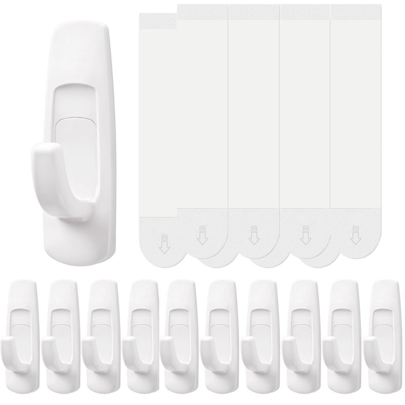 Sinfuo Utility Wall Hooks for Hanging Large 10 Hooks, Damage Free Hanging Wall Hooks with Adhesive Strips, Heavy Duty Adhesive Hooks Damage Free for Key Holder, Coat, Door, Shower Hanging - Image 1